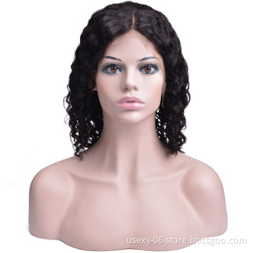 Hot Hair Products Cuticle Aligned Natural Color Raw Human Hair Black Bob Lace Front Wig